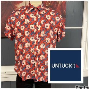 UNTUCKit Redondo Shirt Mens Sz Large Slim Fit 💯 Linen Button‎ Up Floral Summer